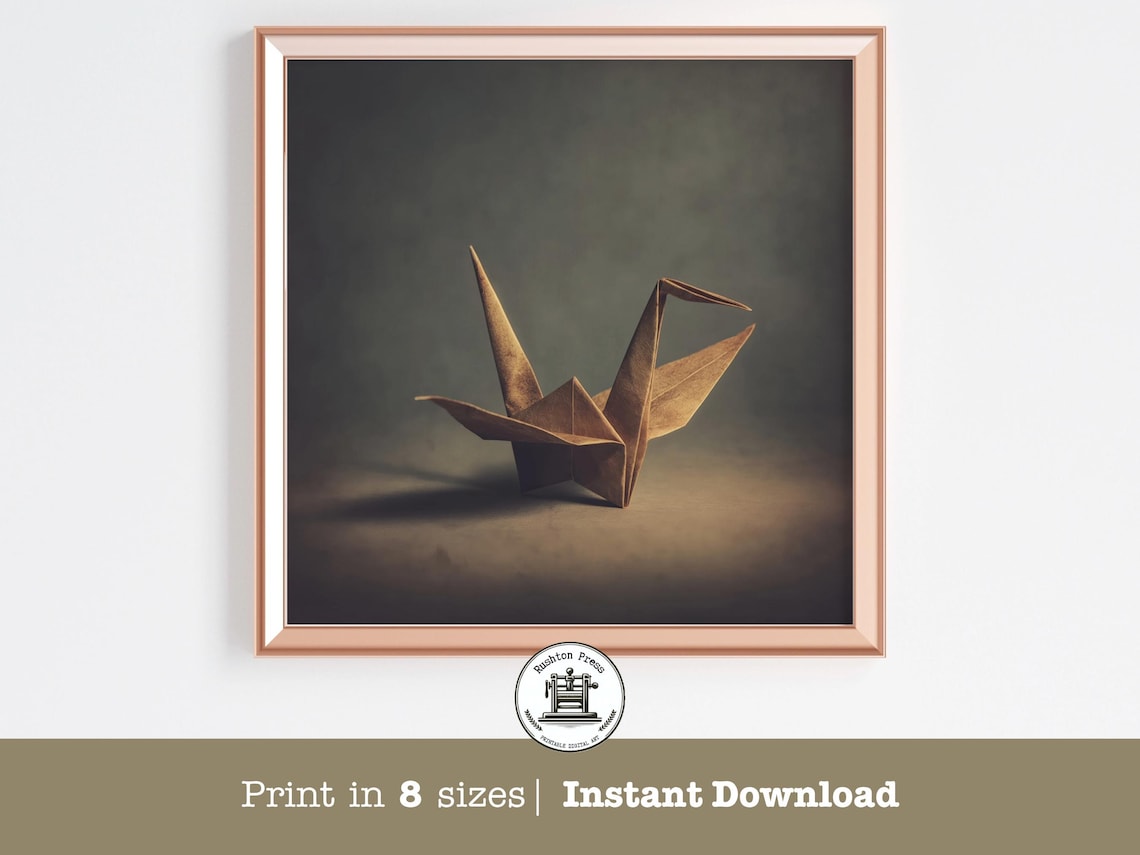 Origami Crane Japandi Boho Zen Art Print
