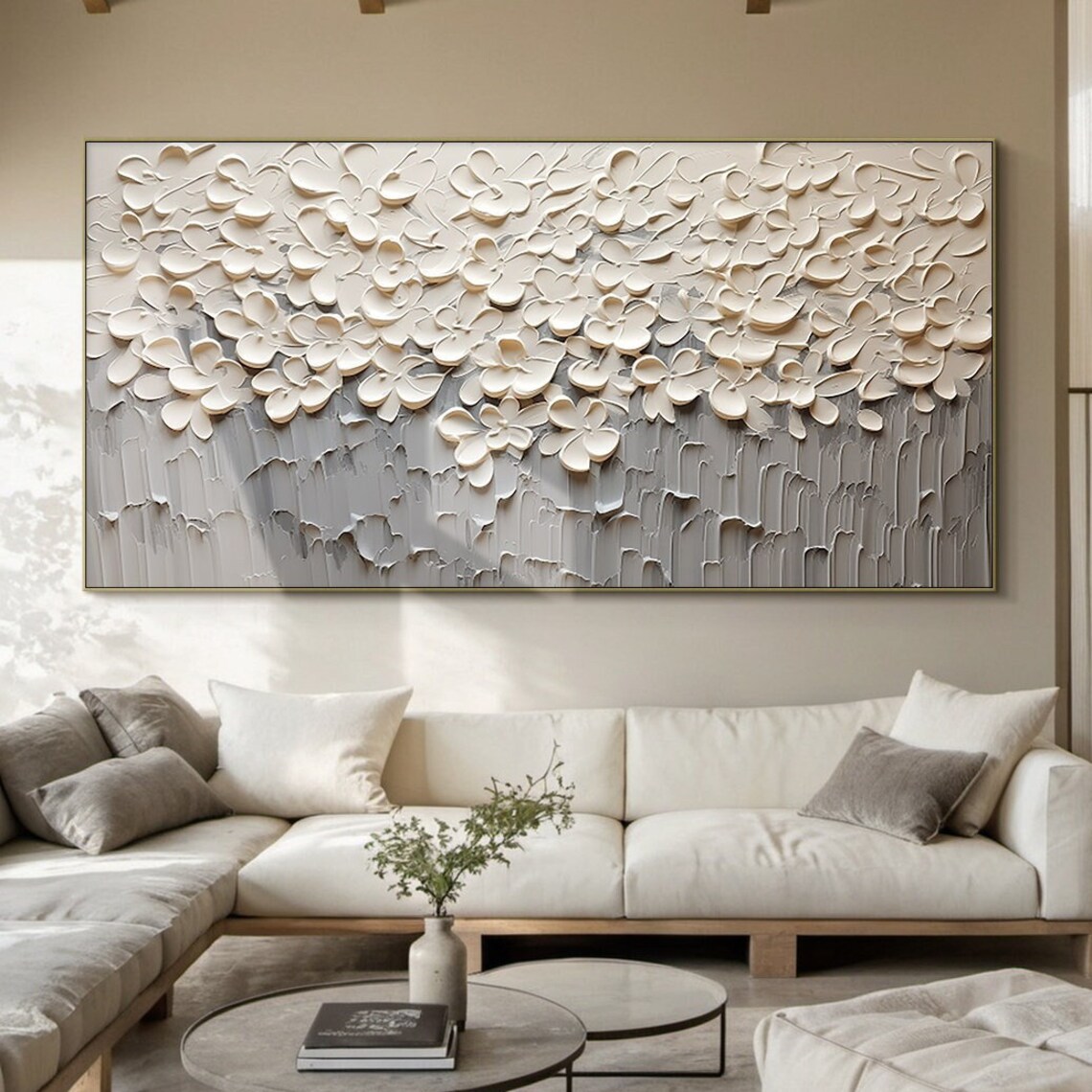 Minimalist Floral Abstract Art Print, Living Room Decor