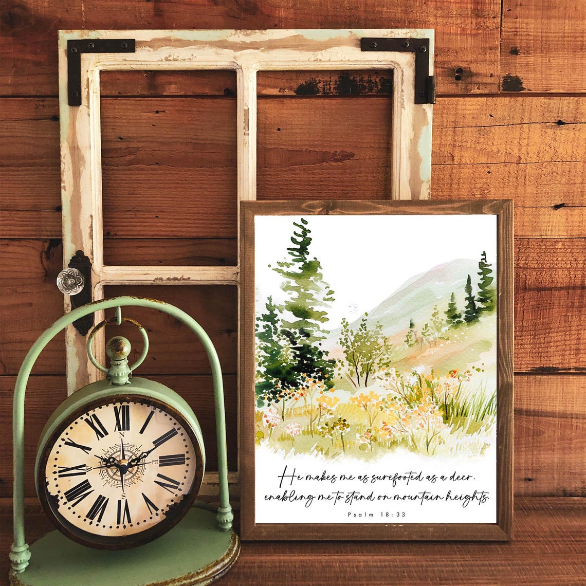 Surefooted As A Deer Mountain Meadow Psalm 18 33 Watercolor Poster - Image 6