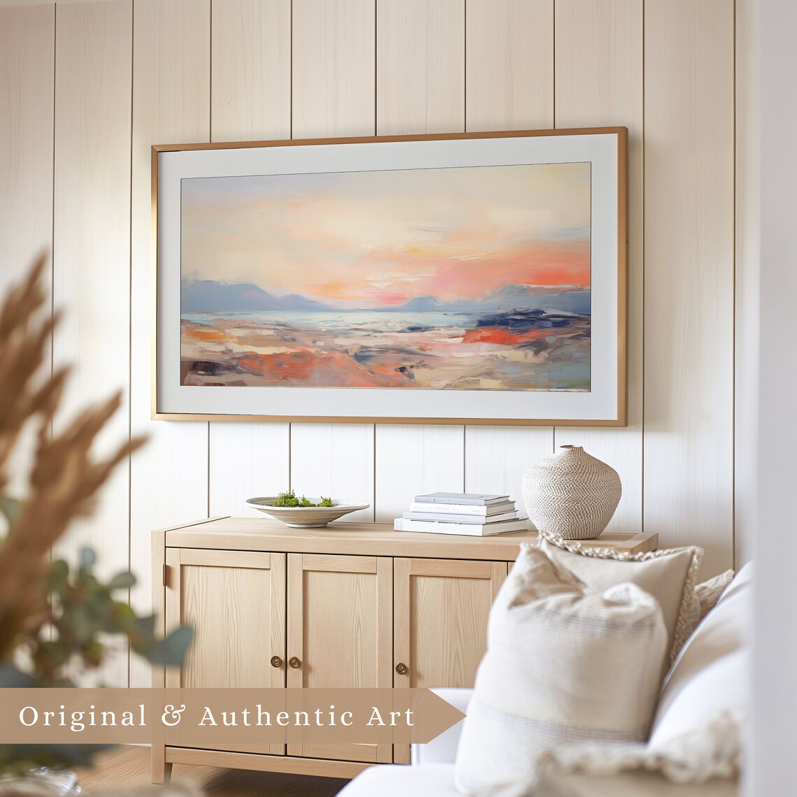 Textured Abstract Sunset Seascape Impasto Coastal Warm Hues Oil Painting Poster - Image 4