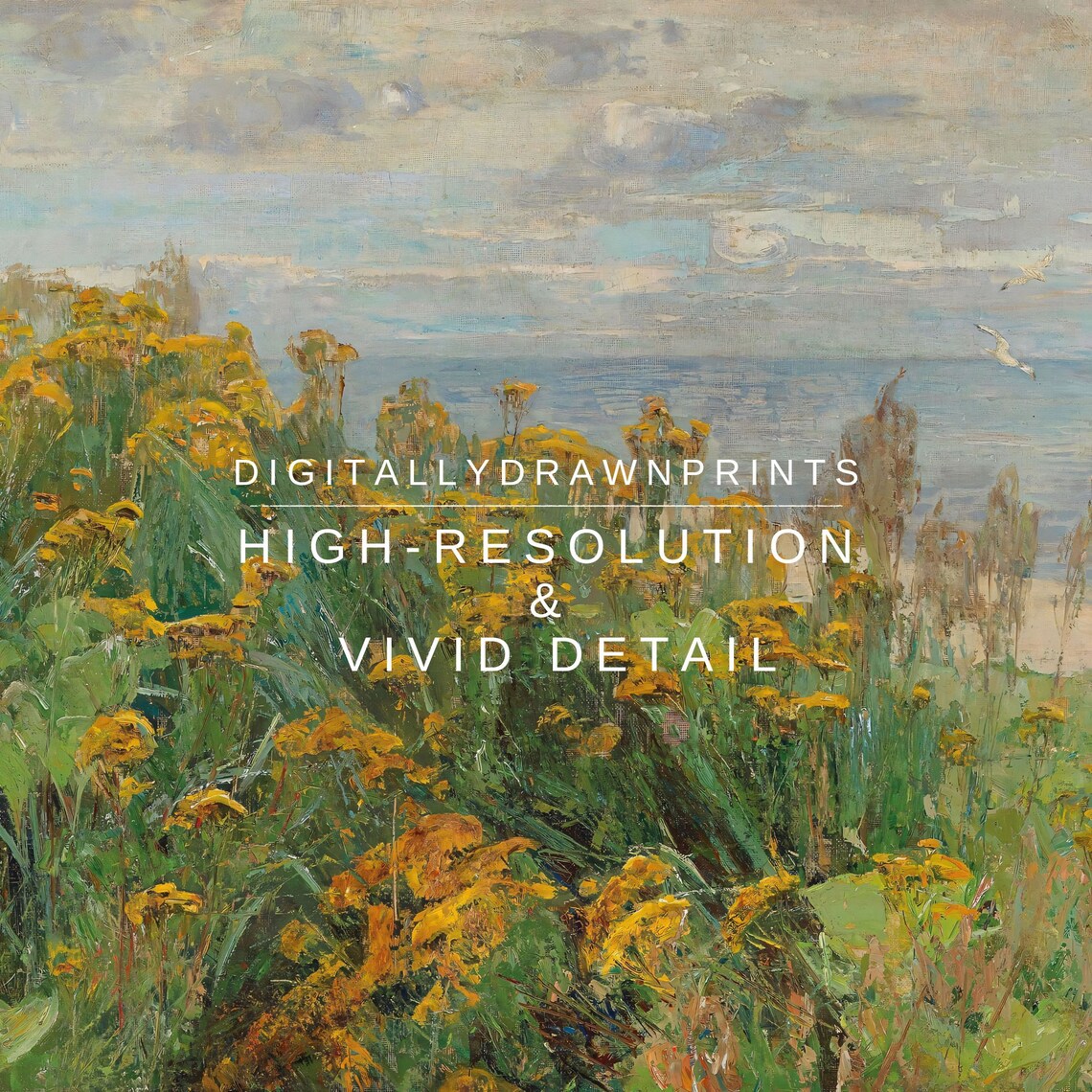Vintage Coastal Landscape, Neutral Oil Painting Art Print - Image 2