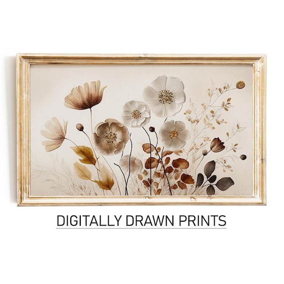 Fall Wildflowers Neutral Autumn Art Print