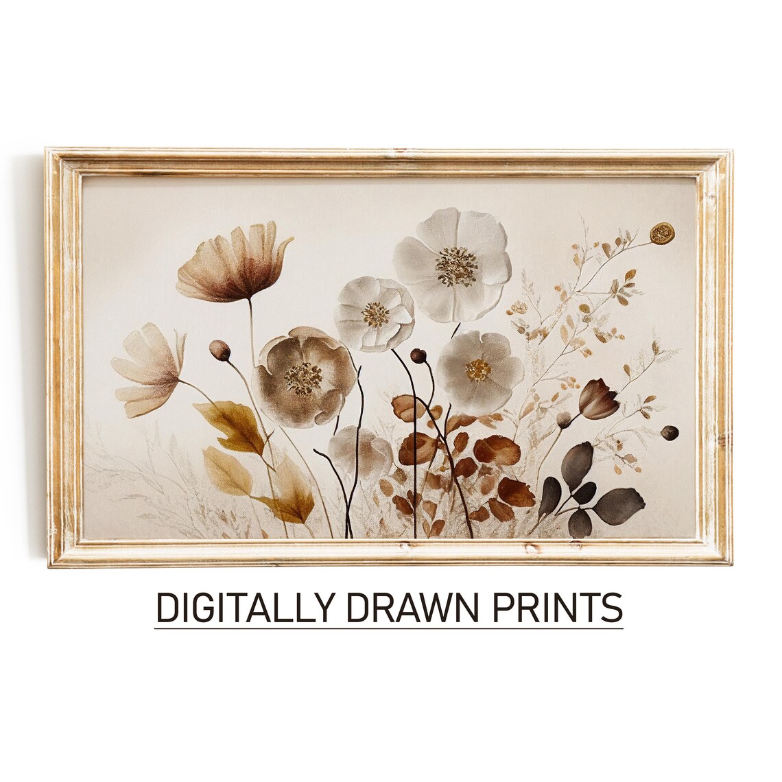 Fall Wildflowers Neutral Autumn Art Print