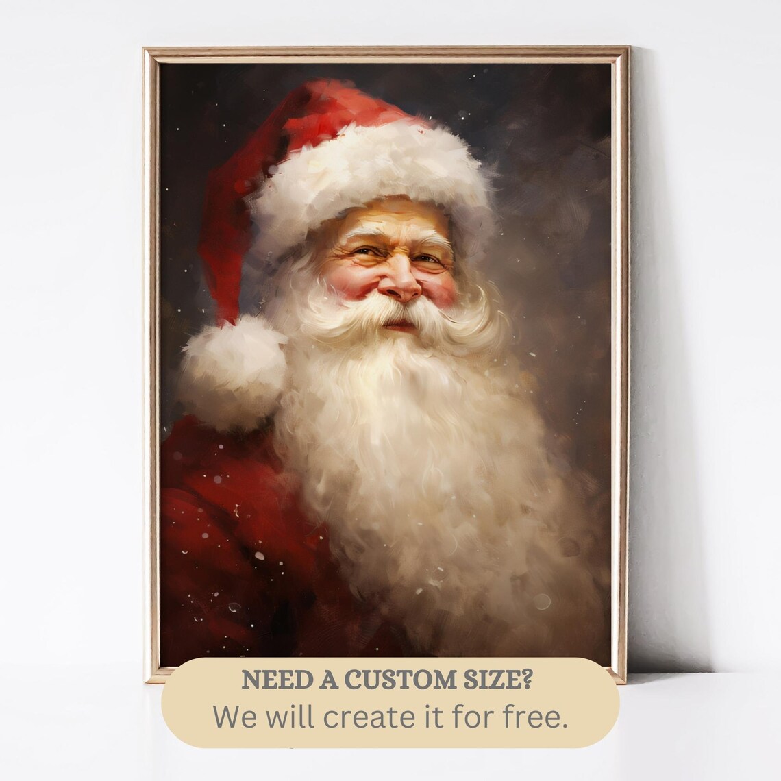 Santa Portrait Vintage Christmas Art Print, Rustic - Image 2