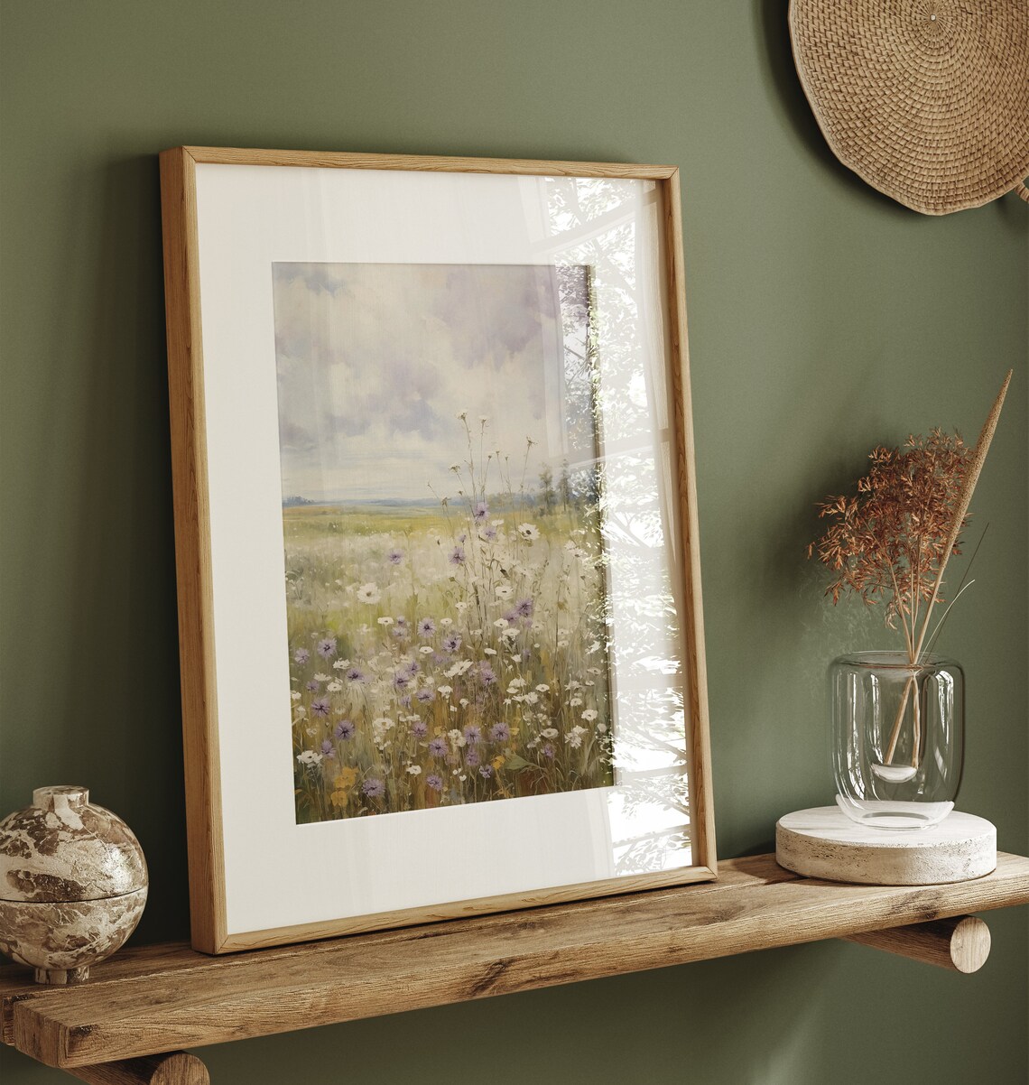 Spring Wildflower Field Landscape, Vintage Farmhouse Print - Image 2