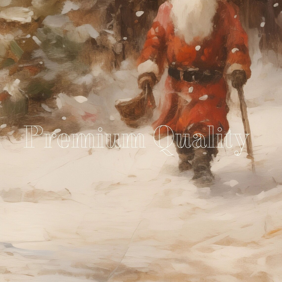 Vintage Christmas Snowy Landscape With Santa Claus - Image 3
