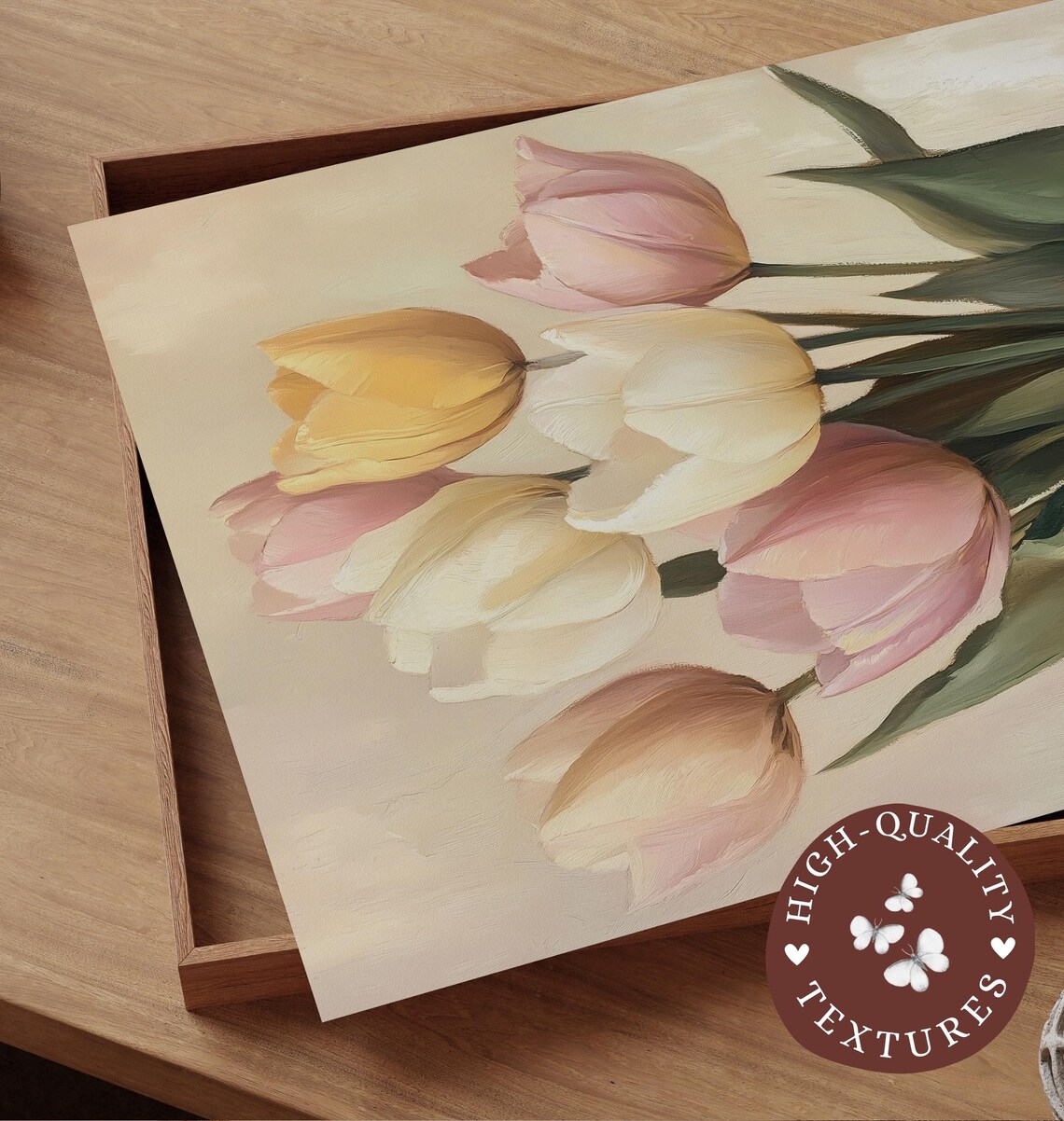 Vintage Spring Tulips Art Print, Neutral Farmhouse - Image 3
