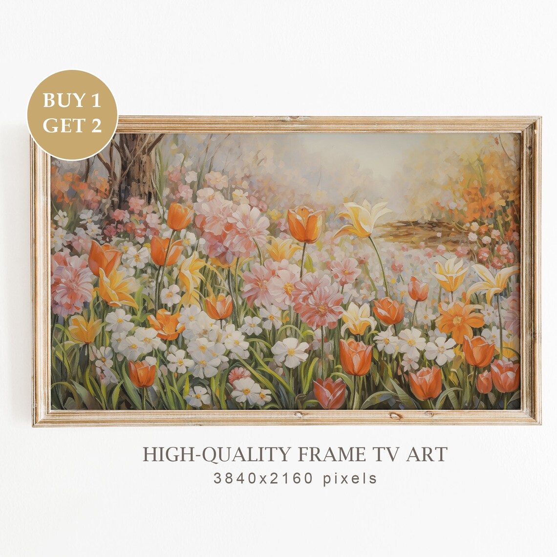 Spring Wildflower Field Art Print, Warm Landscape