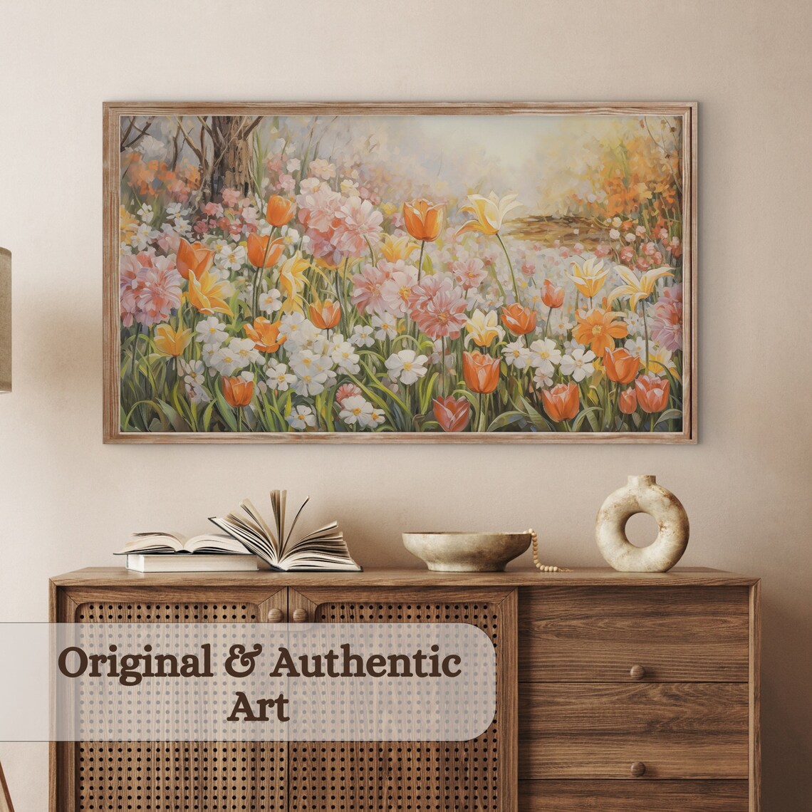 Spring Wildflower Field Art Print, Warm Landscape - Image 3