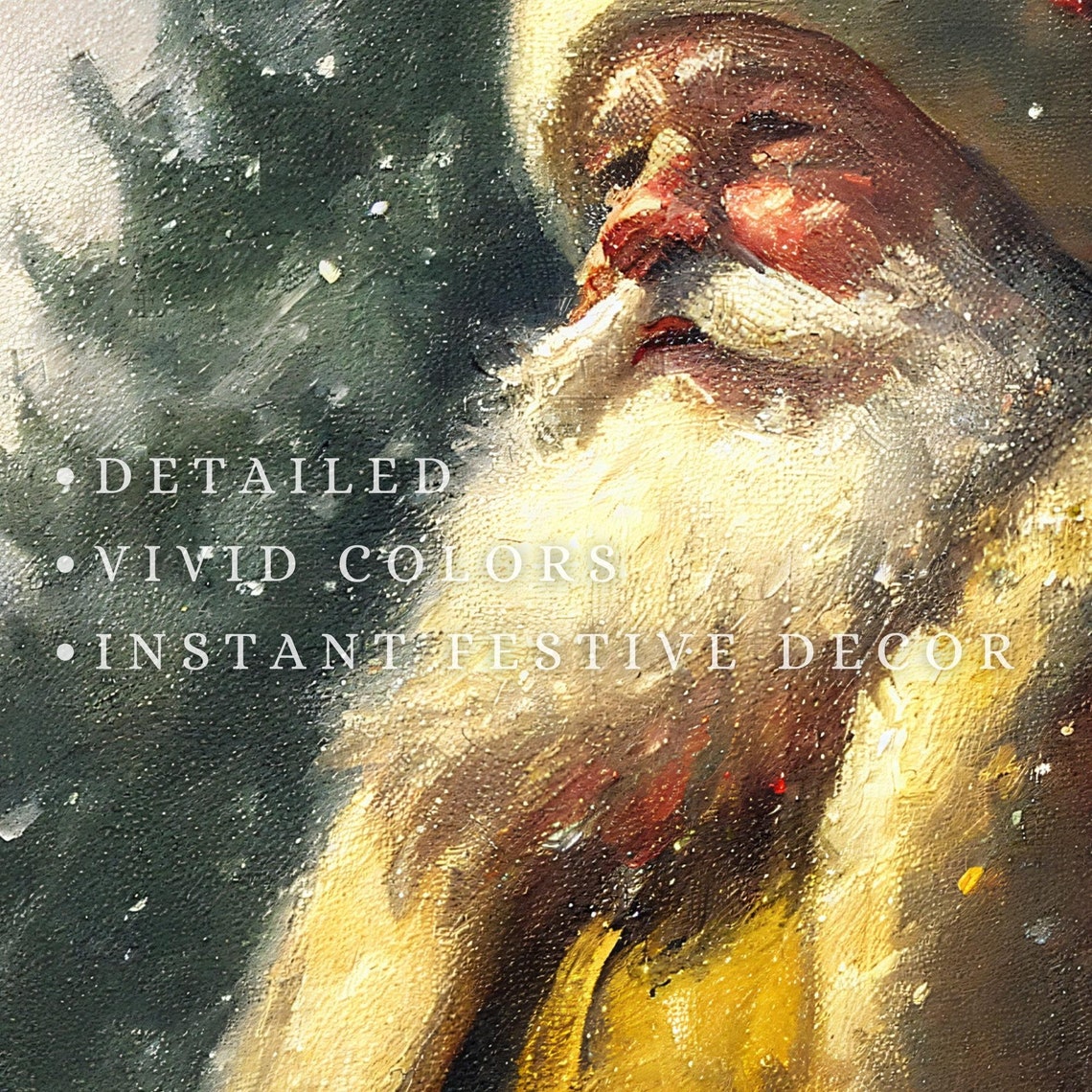 Vintage Santa Christmas Tv Frame Art Santa Oil Painting With Detailed Texture Holiday Art For Tv Seasonal Christmas Decor Tv Art - Image 2