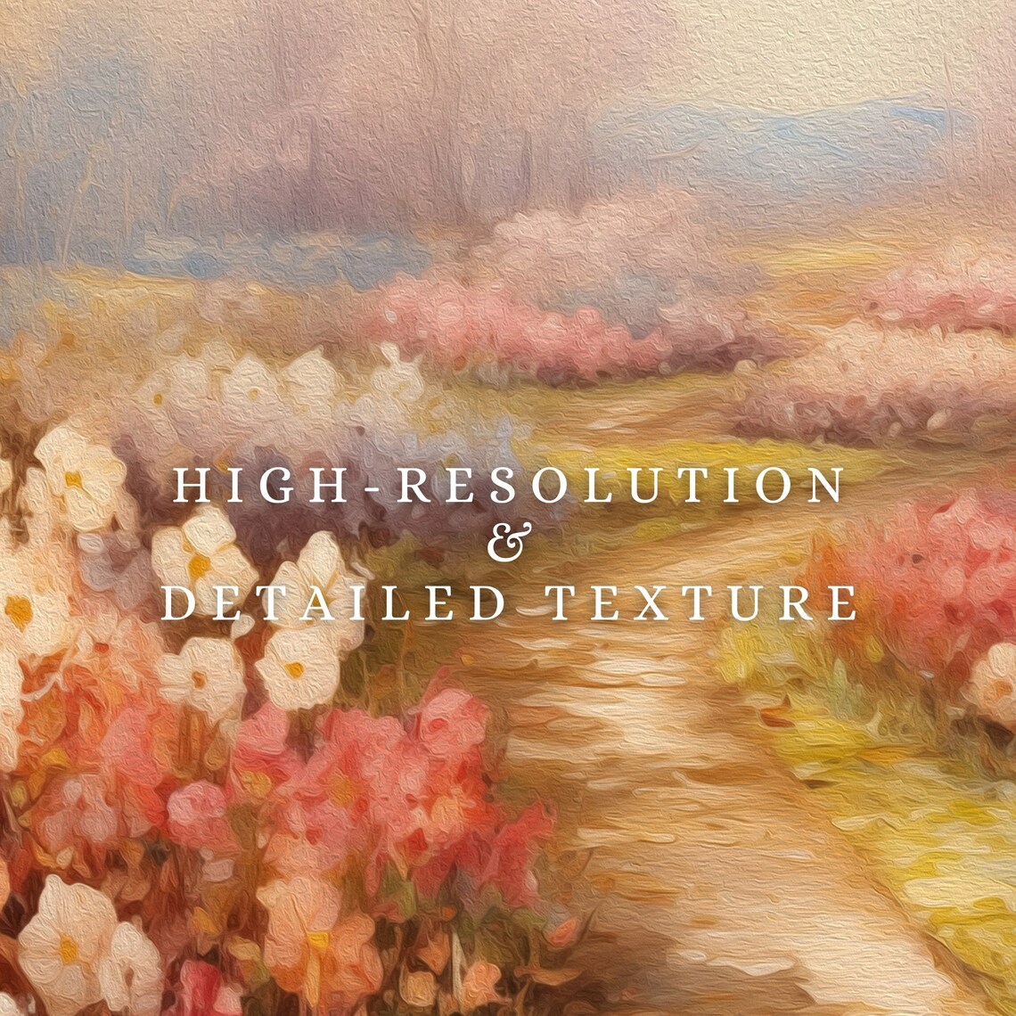 Spring Wild Flowers Field Oil Painting, Vintage Farmhouse - Image 2
