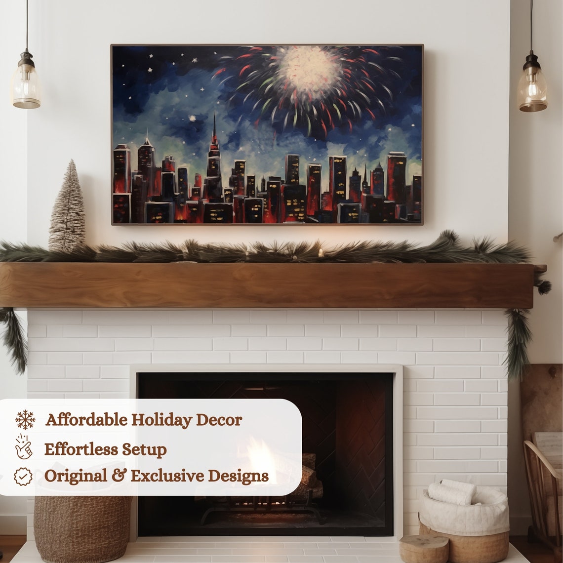City Skyline Big Firework Display New Year Night Celebration Poster - Image 3