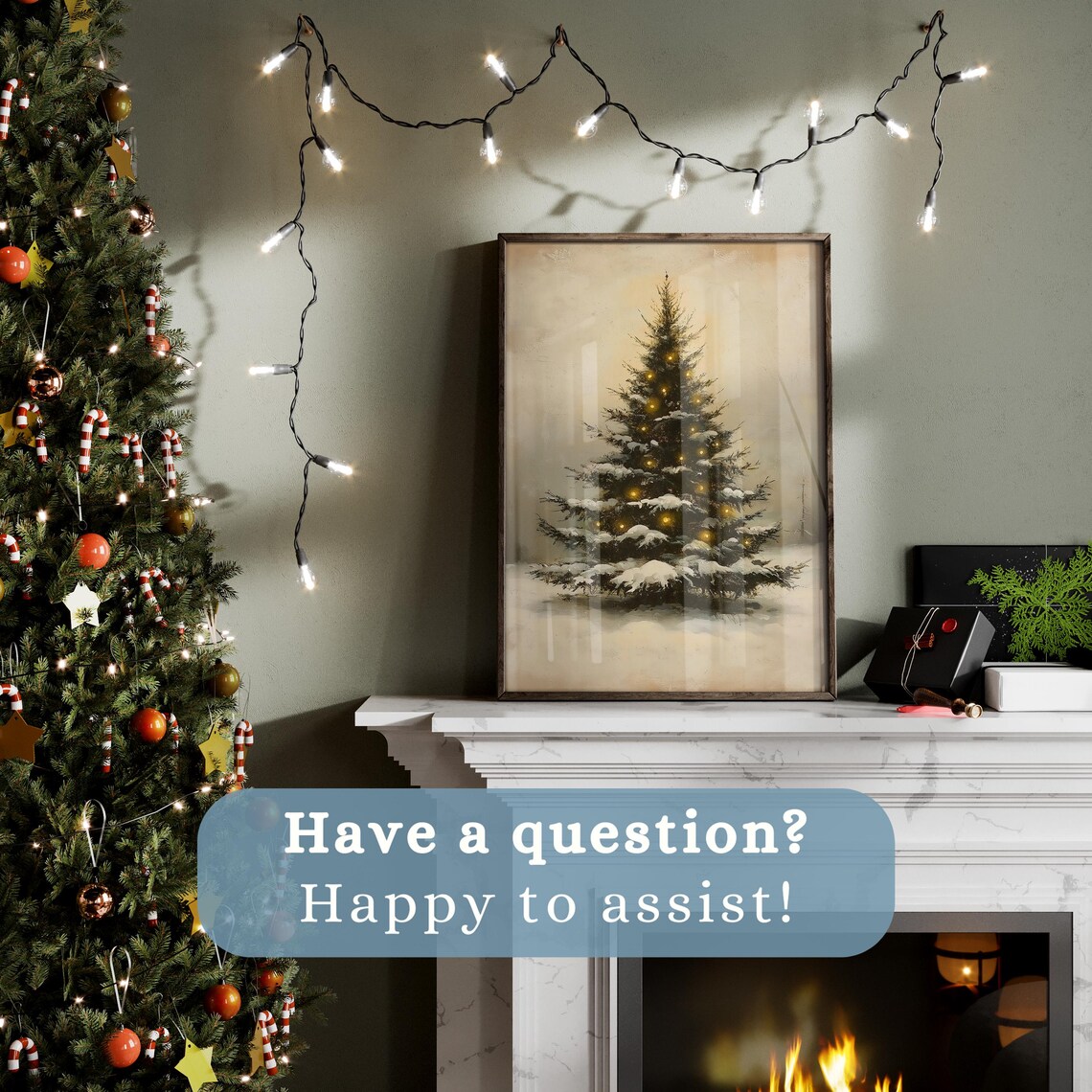 Moody Christmas Tree Vintage Holiday Art Print - Image 4