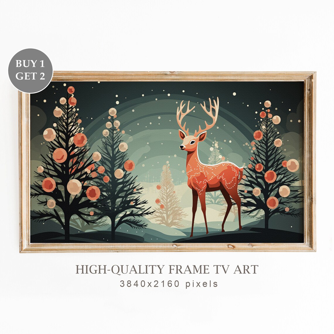 Christmas Landscape TV Frame Art, Winter Decor
