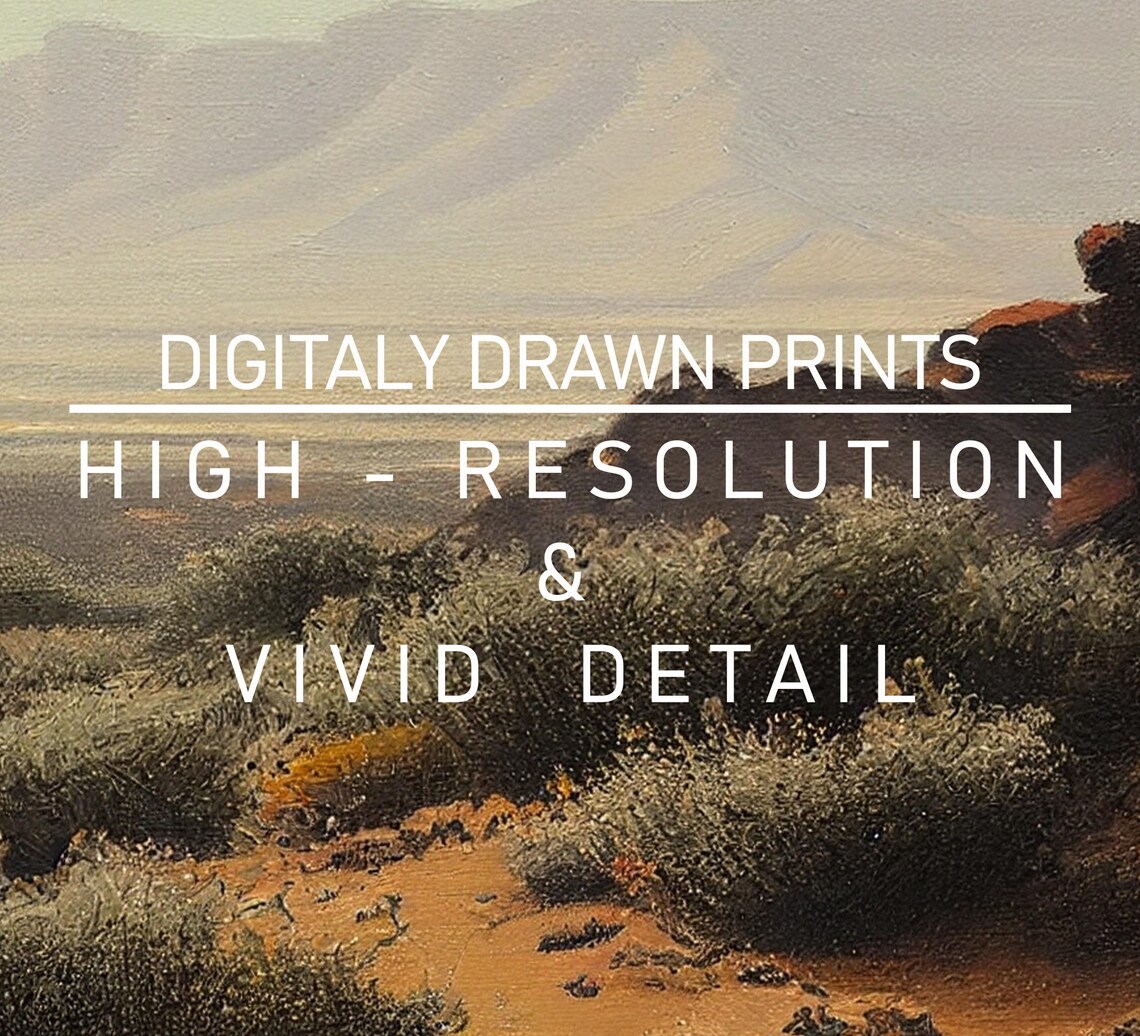 Moody Desert Scrubland Mesas Distant Peaks Vintage Landscape Poster - Image 2