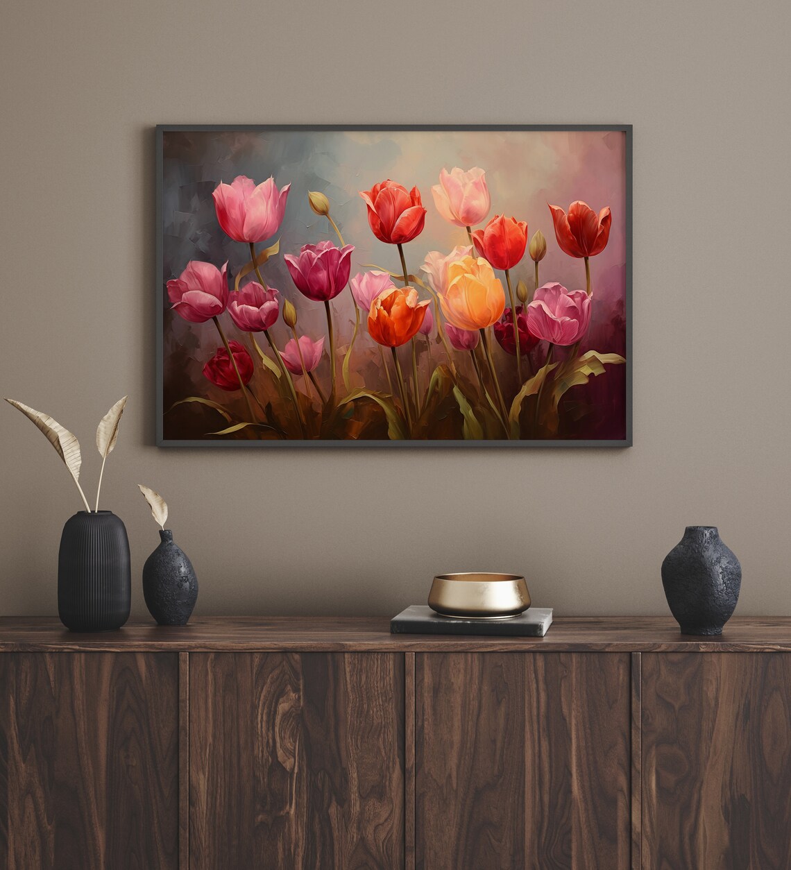 Moody Spring Wildflowers Field, Dark Academia Art Print - Image 3