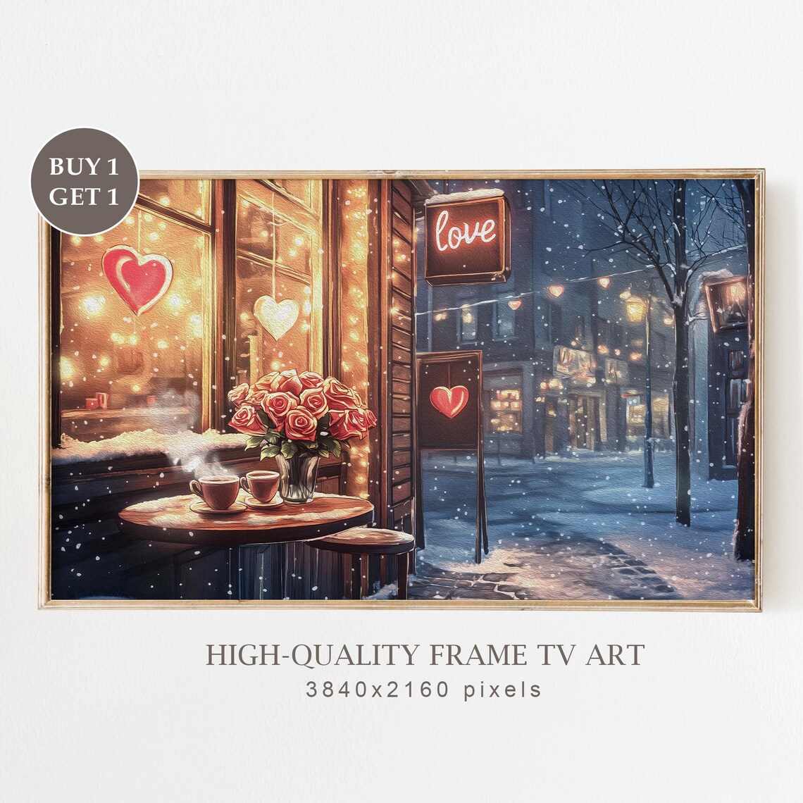 Valentine's Day Coffee Shop Love Art Print