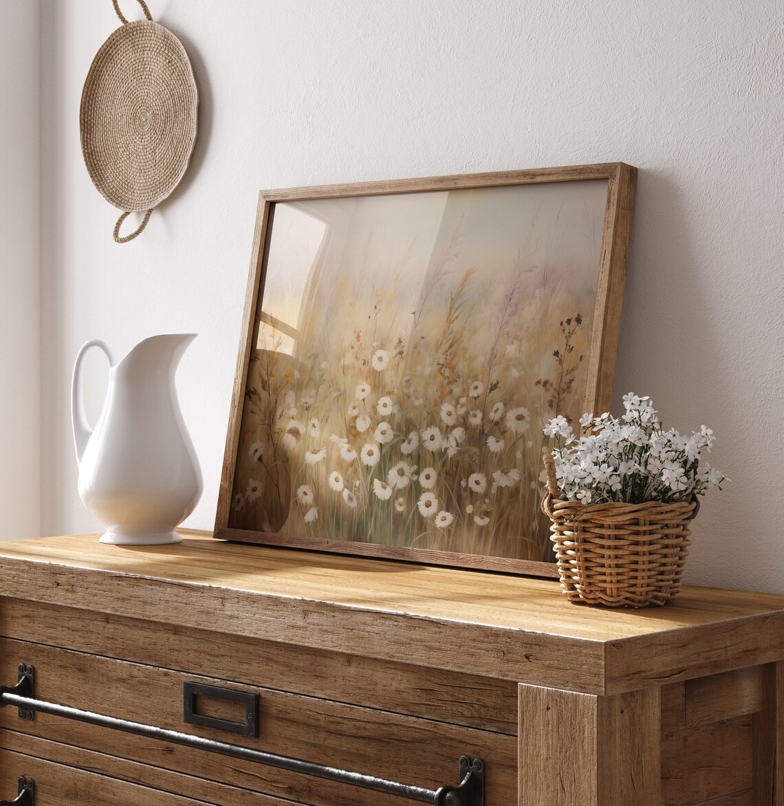 Spring Wildflowers Field Print, Neutral Farmhouse Decor - Image 2