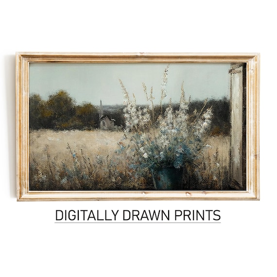 White Wildflower Bouquet Open Window Rustic Barn Vintage Wall Art