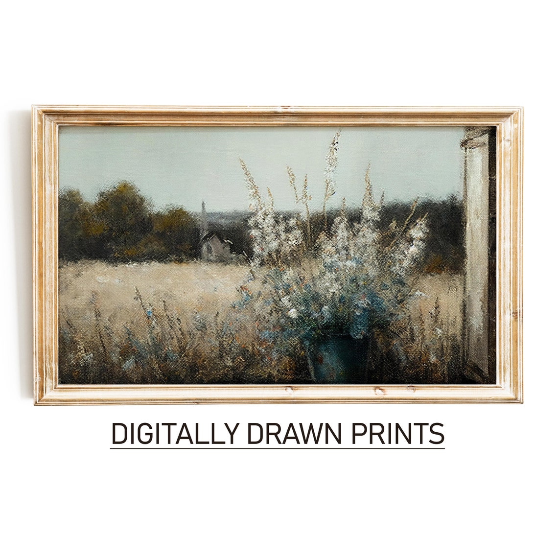 White Wildflower Bouquet Open Window Rustic Barn Vintage Wall Art