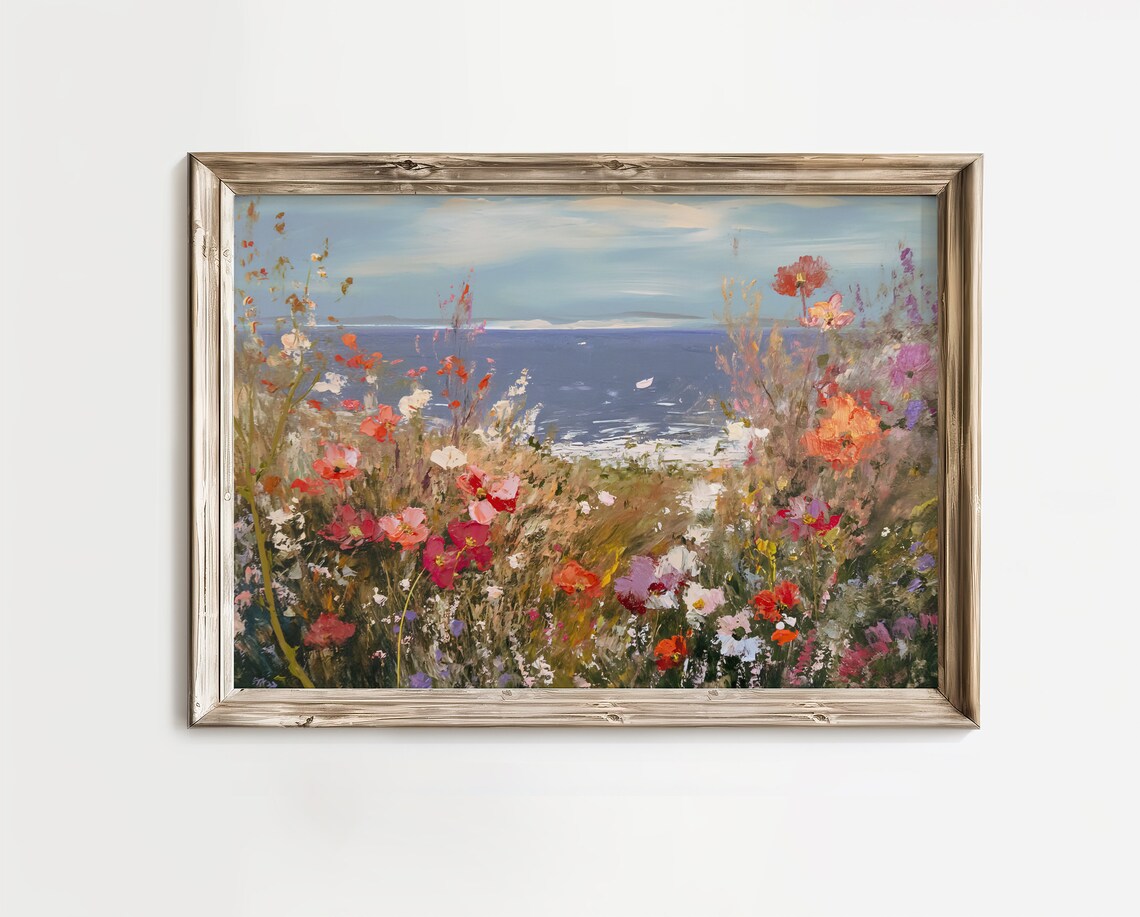 Abstract Wildflowers Landscape, Vintage Country Art Print - Image 3