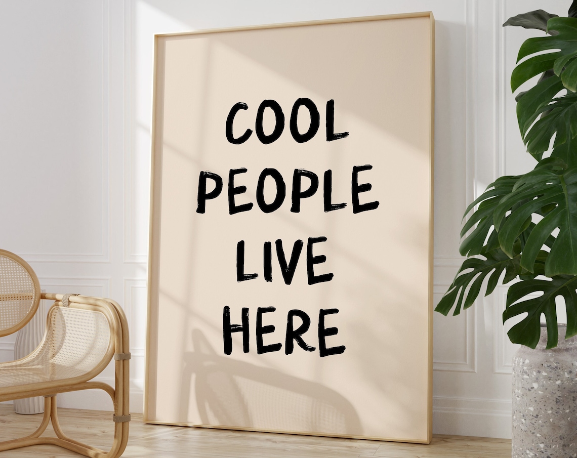 Cool People Live Here Typography Poster, Retro Neutral