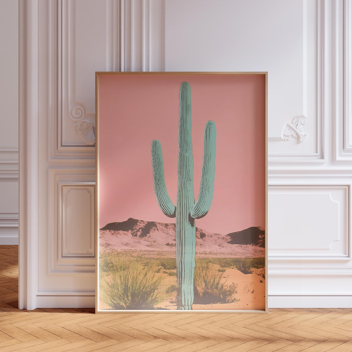 Pastel Saguaro Cactus Art Print, Psychedelic Desert