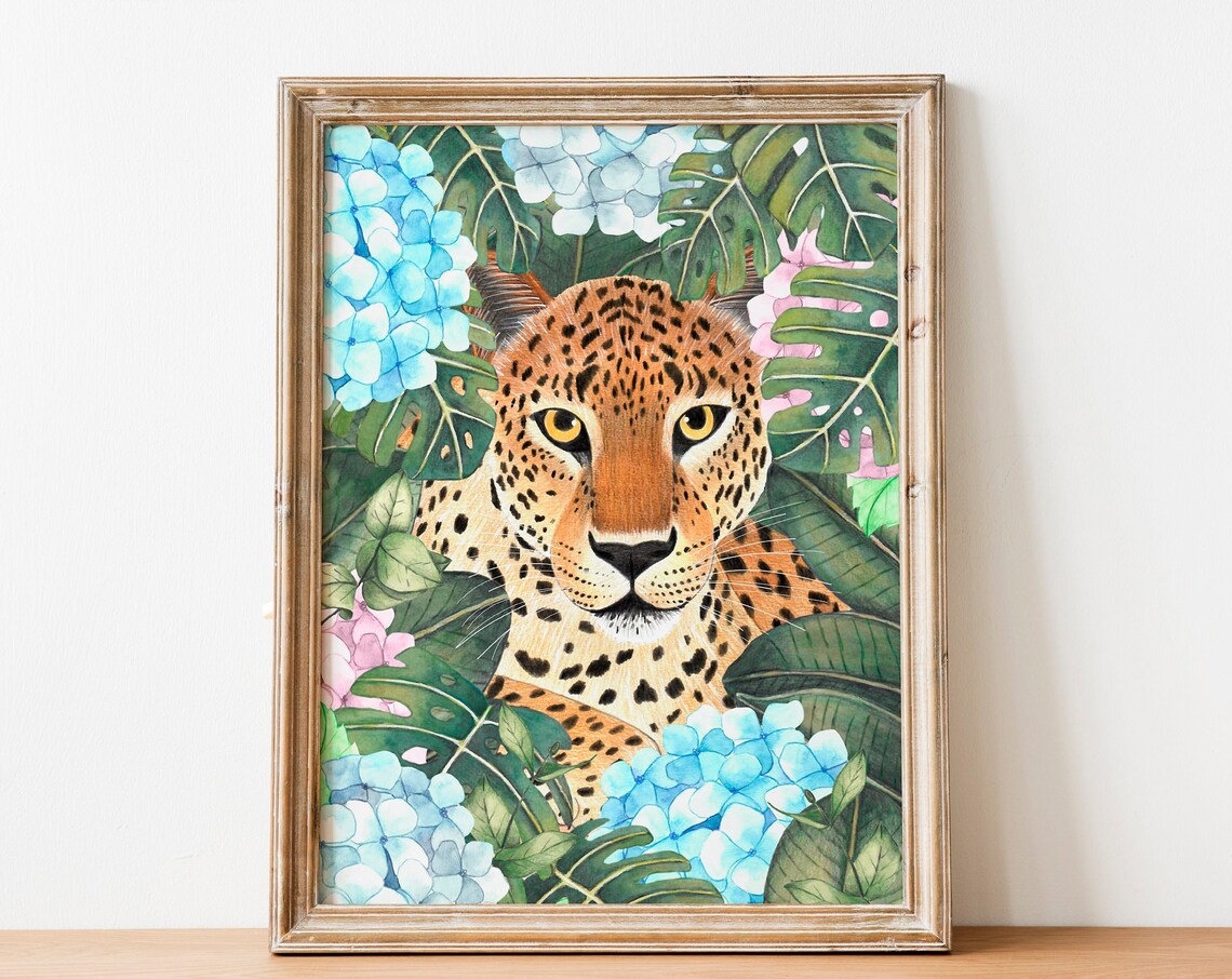 Jungle Leopard Print Tropical Animal Art Print