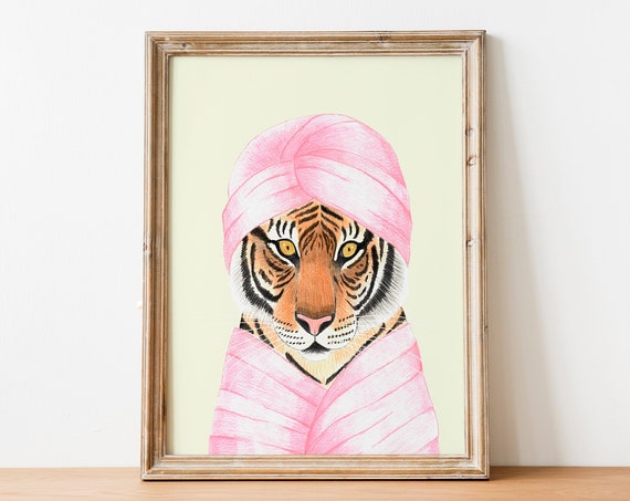Tiger Bathroom Art Jungle Animal Print Animals Illustration Safari Poster Wall Decor Kids Room Nursery Prints