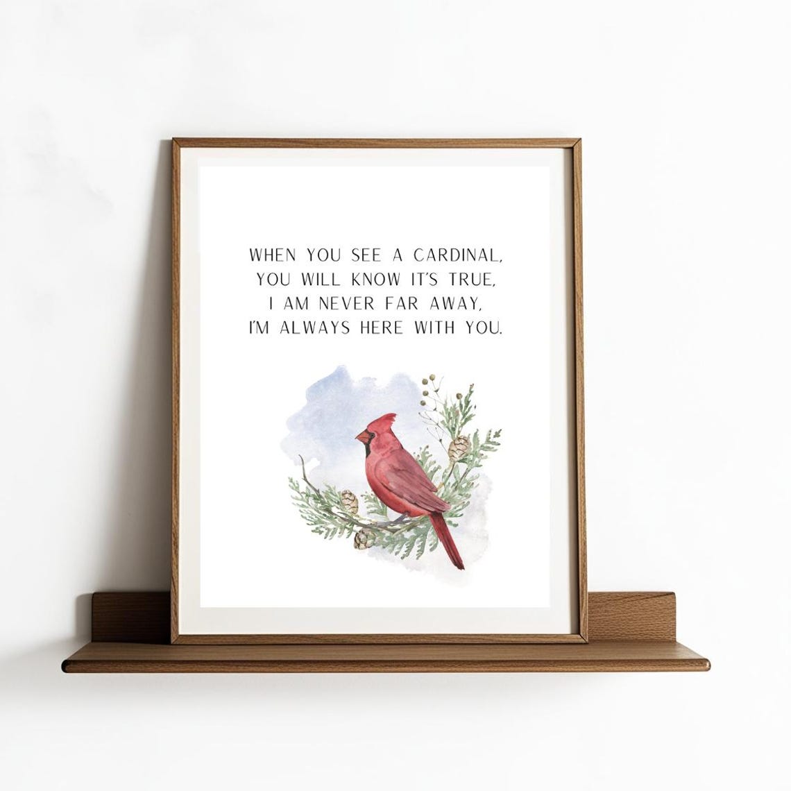 Cardinal Remembrance Quote With Watercolor Wreath Sympathy Poster