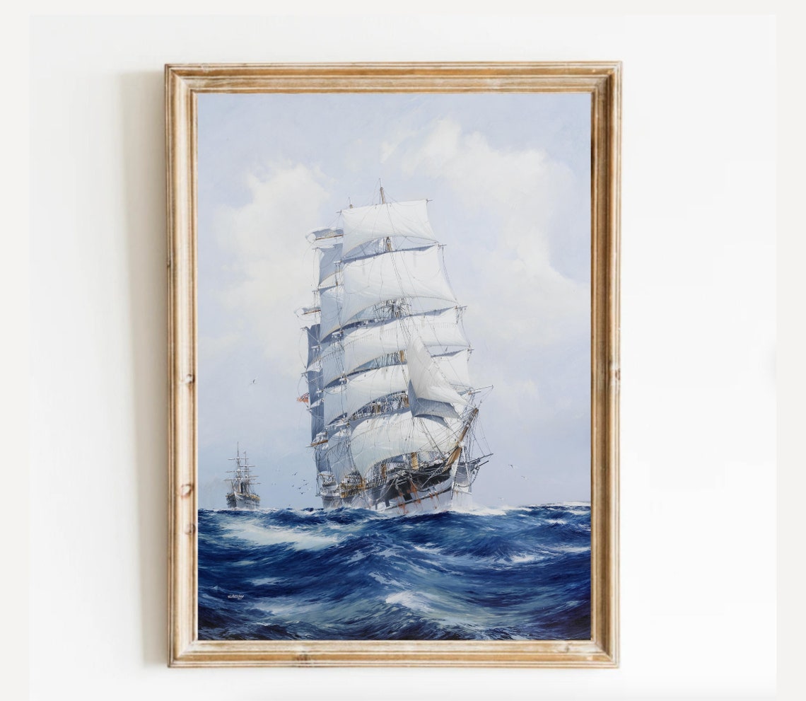 Majestic Clipper Ship Under Full Sail On The Open Sea Poster
