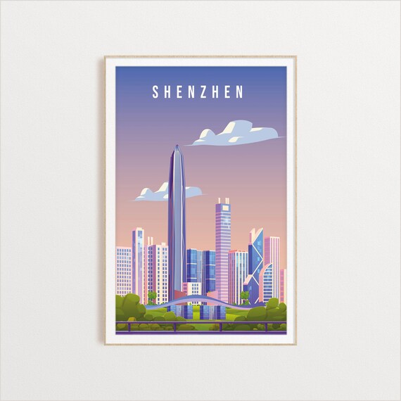 Shenzhen China Modern Skyline Skyscrapers City Travel Art Poster