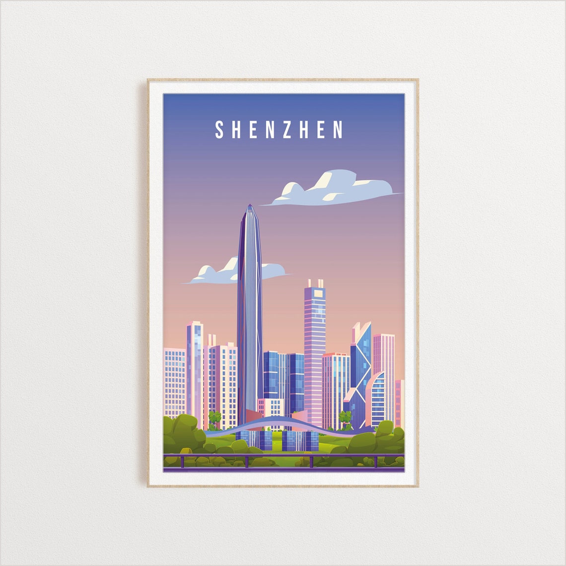 Shenzhen China Modern Skyline Skyscrapers City Travel Art Poster