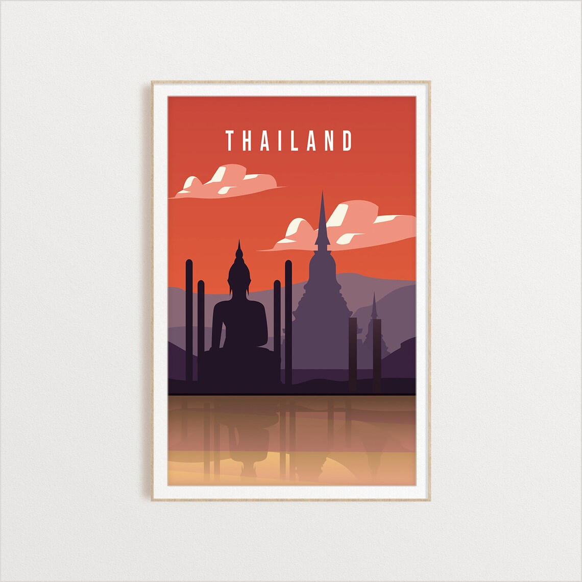 Thailand Country Poster, Travel Art Print