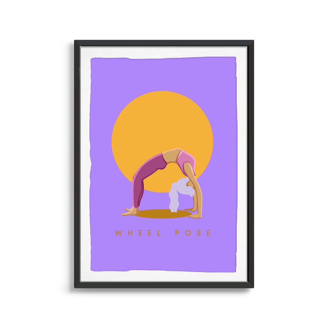 Wheel Pose Yoga Art Purple Background With Golden Sun Poster - Image 2