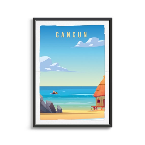 Cancun City Travel Poster, City Art Print