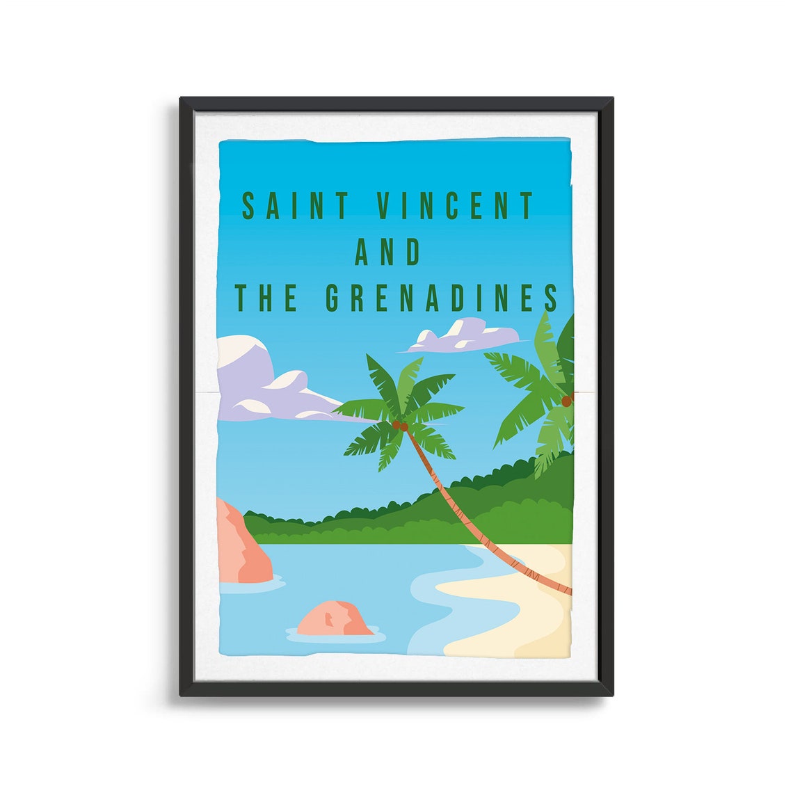 Saint Vincent And The Grenadines Tropical Beach Travel Poster