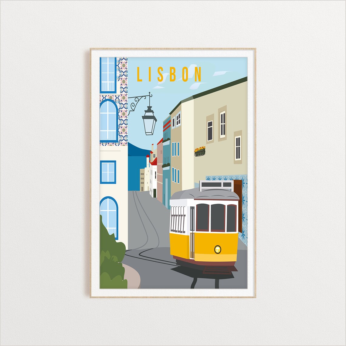 Lisbon Travel Poster, Portugal City Illustration