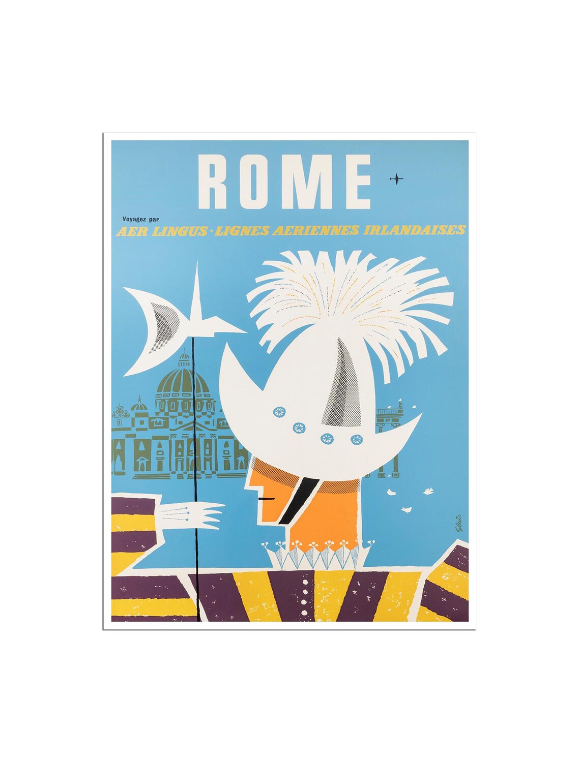 Rome Aer Lingus Swiss Guard Vatican Air Vintage Travel Poster