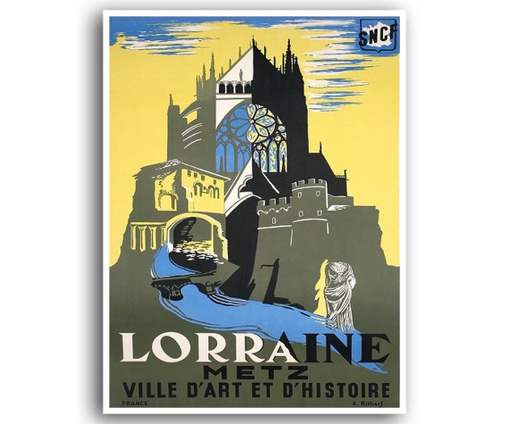 Lorraine France Retro Travel Poster, Home Decor