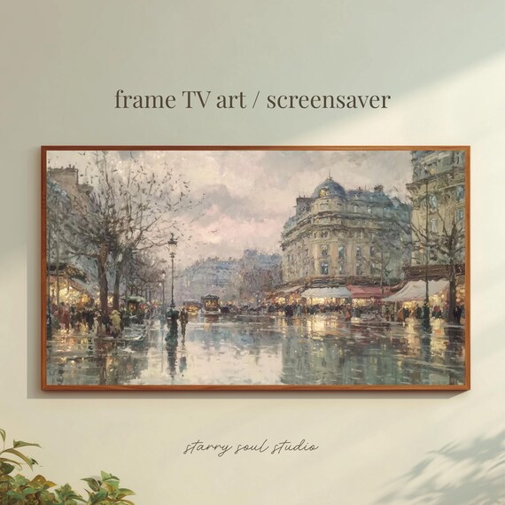 Rainy Paris Street Vintage Impressionist Oil Painting Poster
