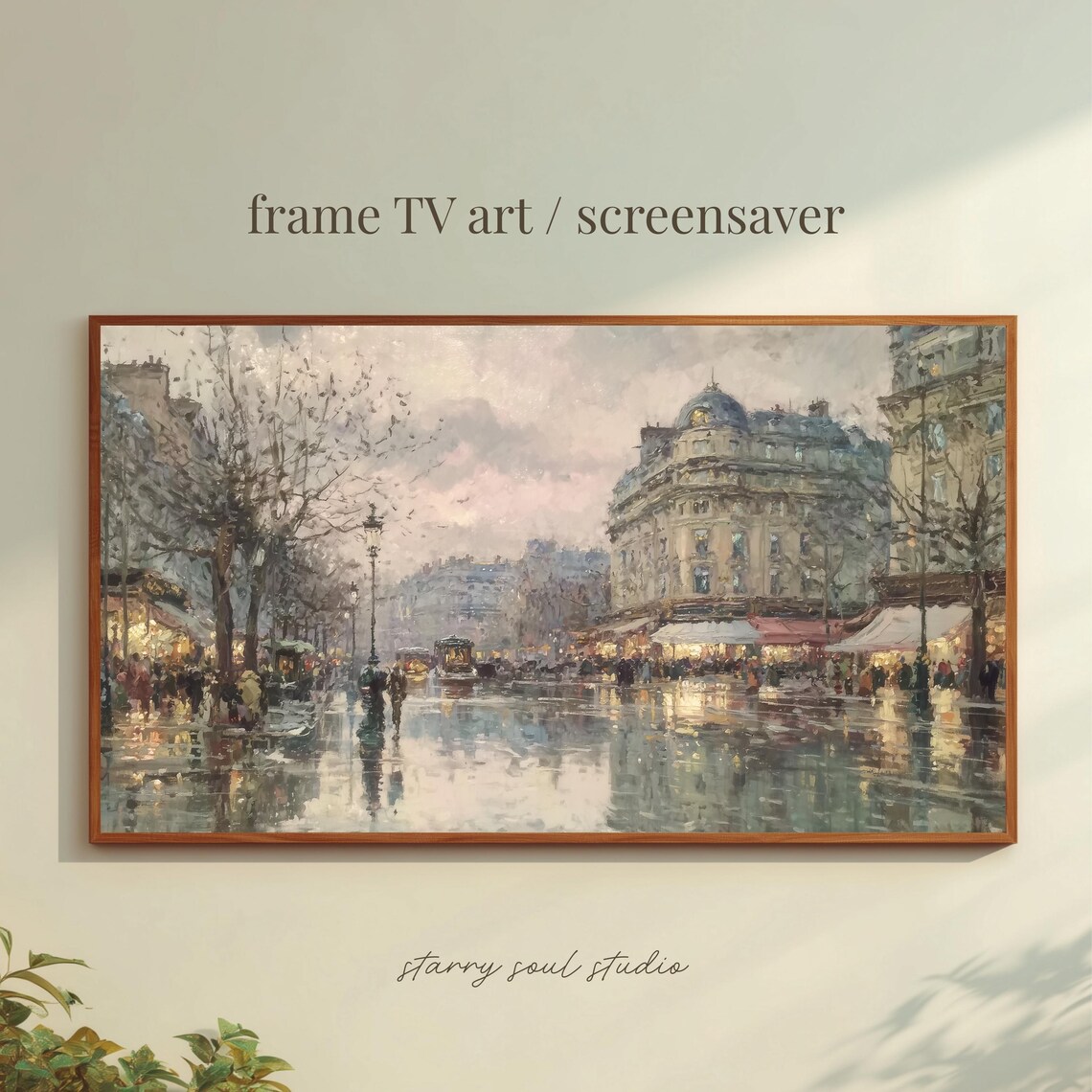 Rainy Paris Street Vintage Impressionist Oil Painting Poster