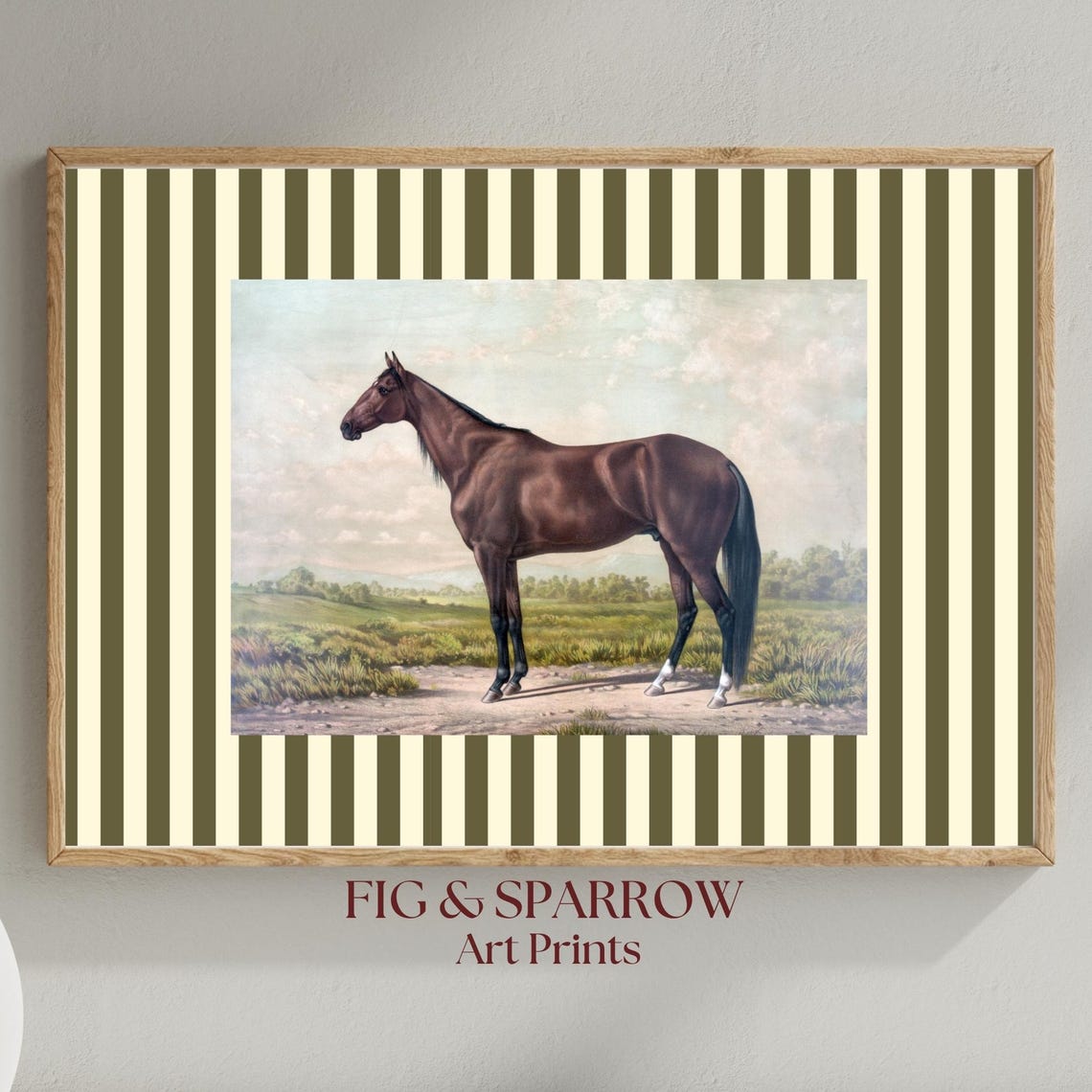 Vintage Brown Horse Portrait Standing Pasture Rustic Animal Poster