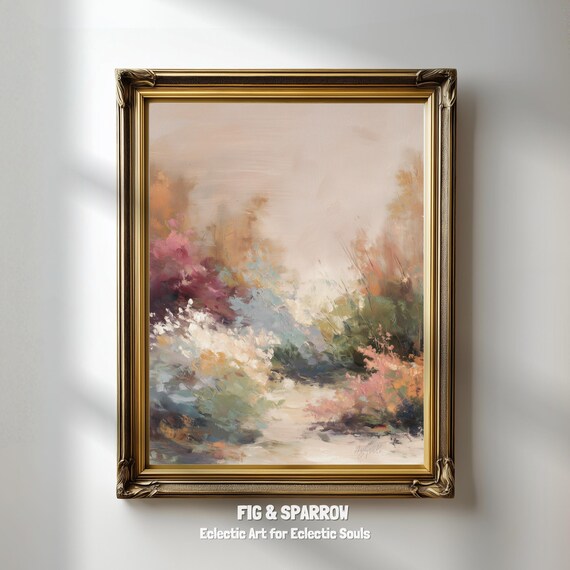 Dreamy Soft Pastel Floral Garden Impressionist Landscape Wall Art
