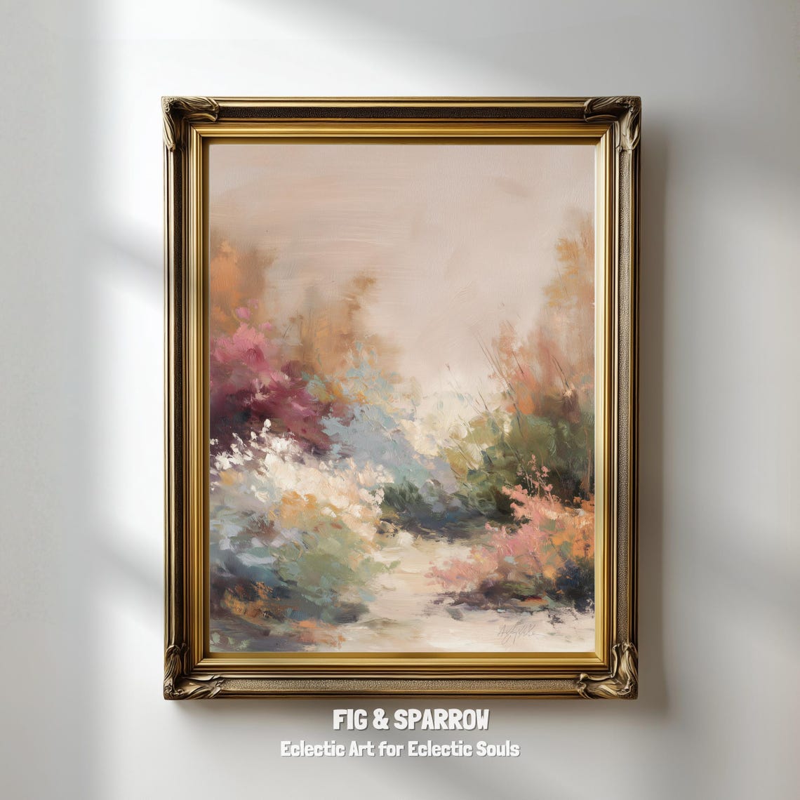 Dreamy Soft Pastel Floral Garden Impressionist Landscape Wall Art