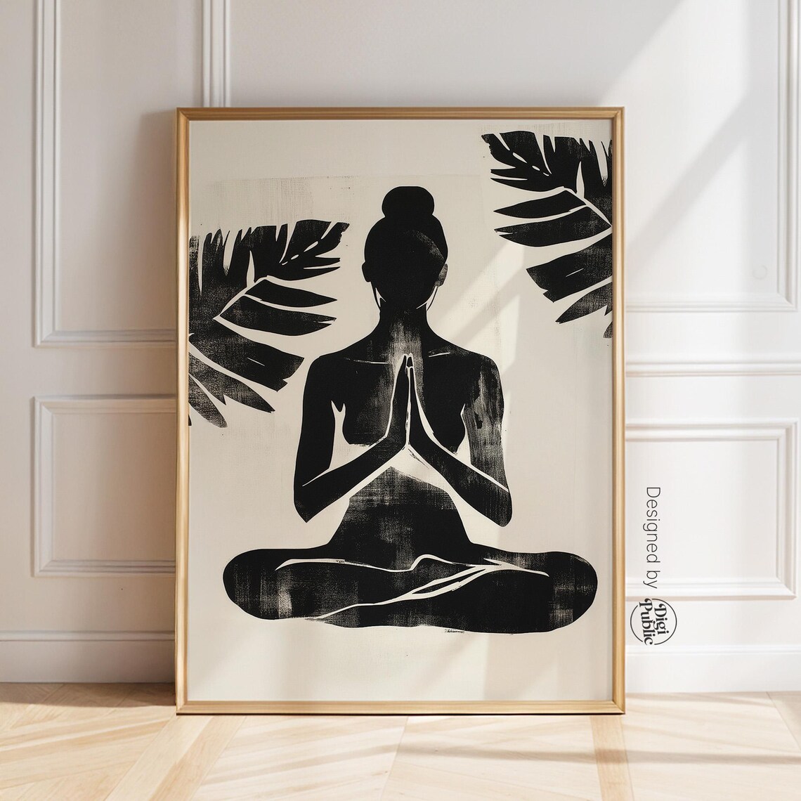 Minimalist Yoga Meditation Art Print, Boho Wellness