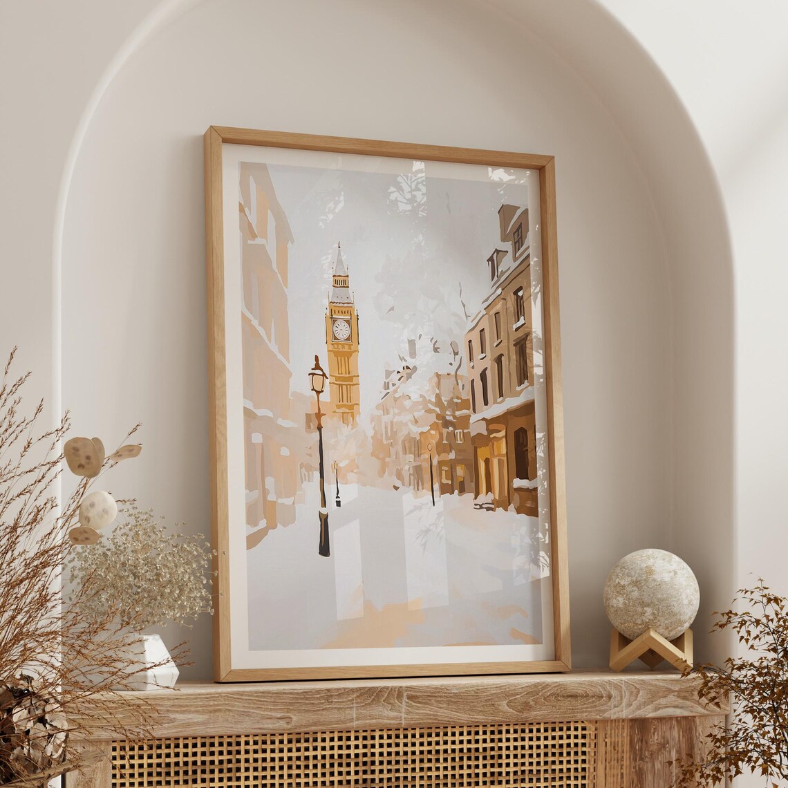London Big Ben Snowy Street Poster Winter Cityscape England Art - Image 5
