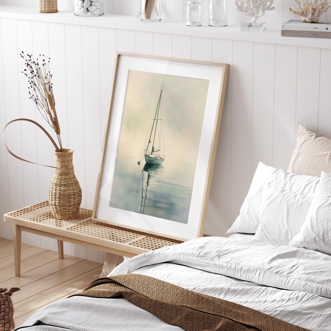 Sailboat Wall Art Minimalist Coastal Decor Serene Ocean Scene Home Print Modern Nautical Wall Art Instant - Image 3