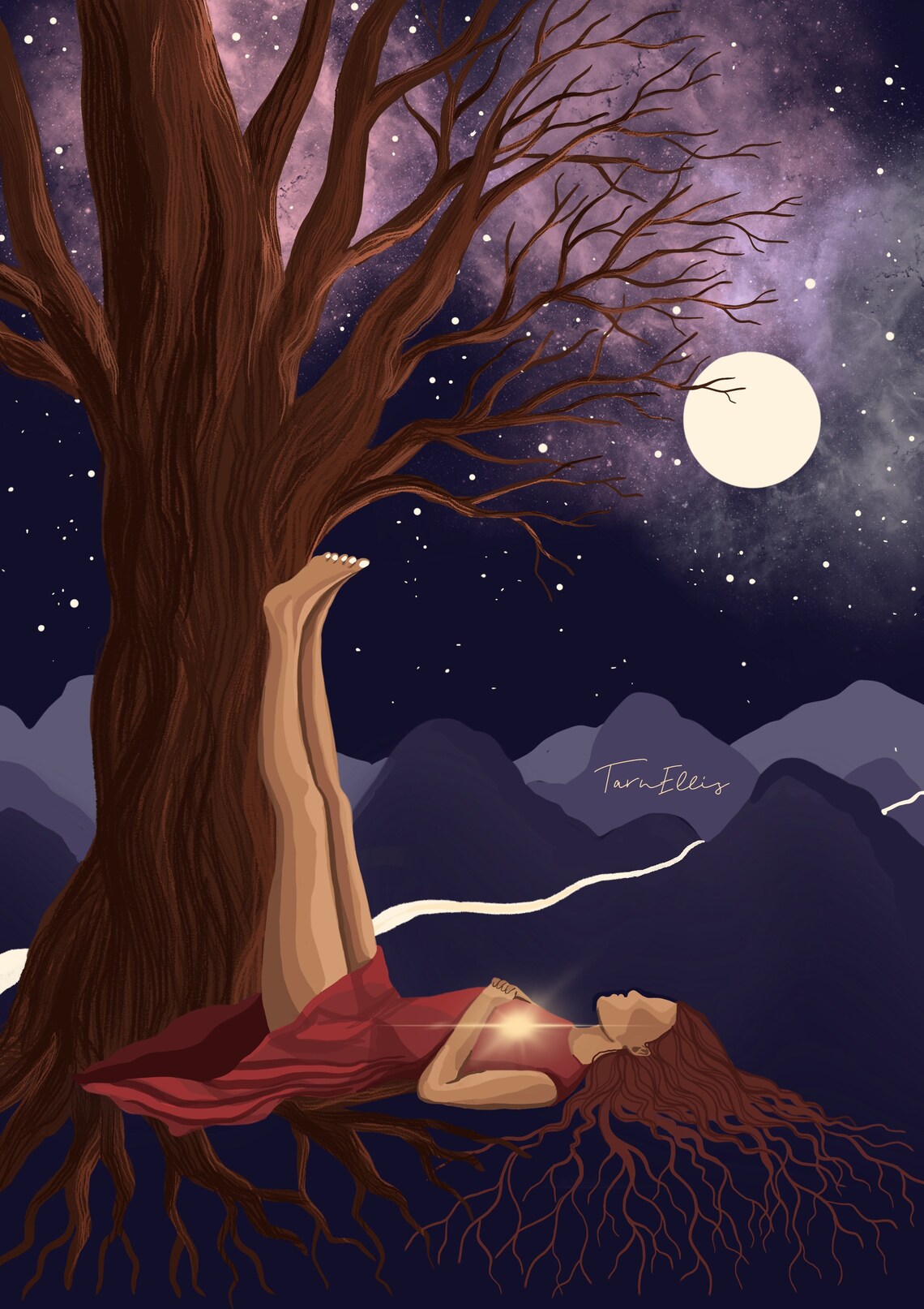 Earth And Sky Yoga Print, Spiritual Wall Decor - Image 3