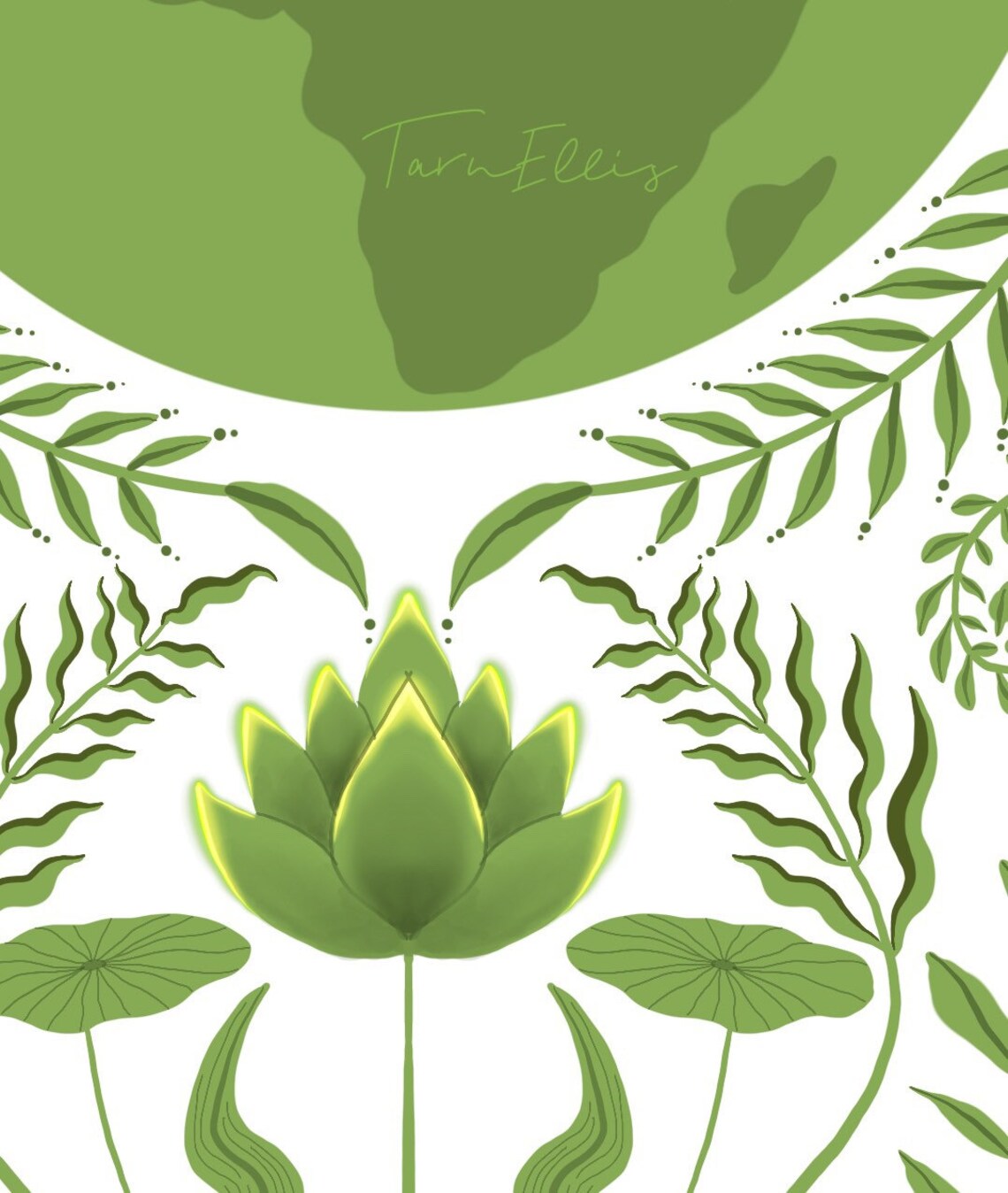 Green Earth Illustration, Ethereal Spiritual Wall Art Print - Image 3